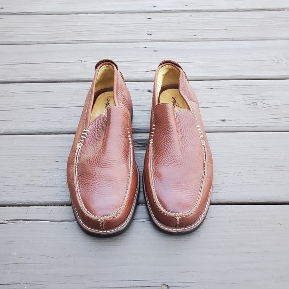 Martin Dingman Brown Pebbled Buffalo Leather Moc‎ Toe Moccasin Driving Loafers main image 4